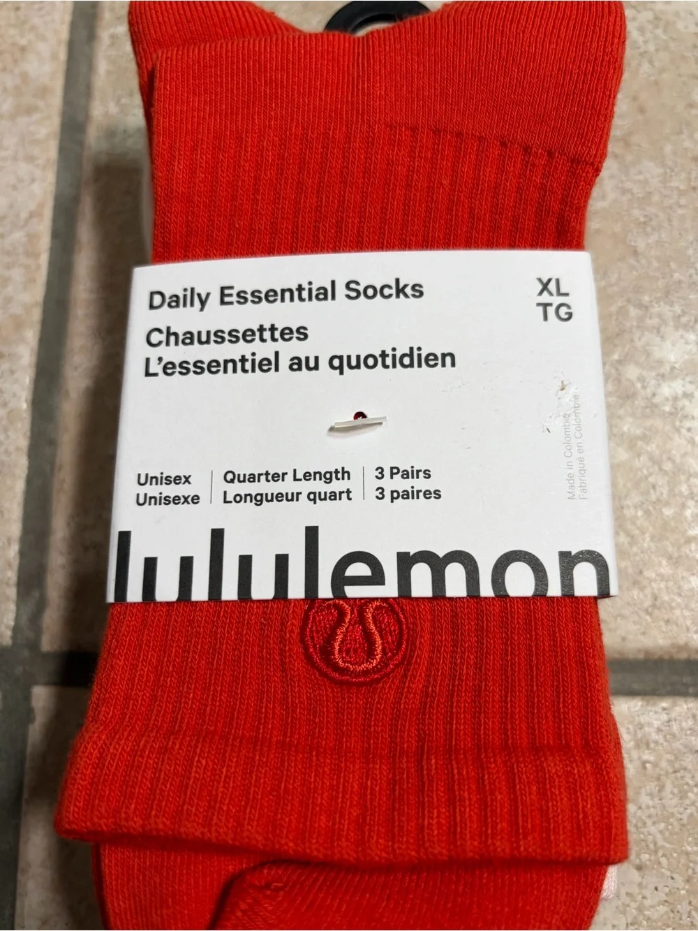 NWT Lululemon Daily Essential Socks *3 Pack Quarter Length Cherry Ember/Pink/Wht